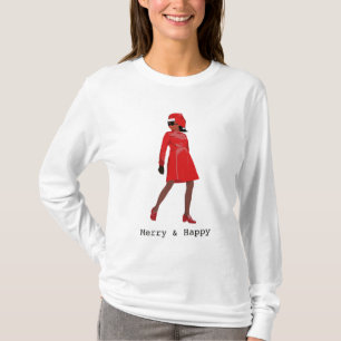 Afrikansk svart kvinna, julgranar t shirt
