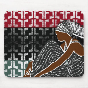 Afrikansk svart kvinna med heitage Head Wrap Musmatta