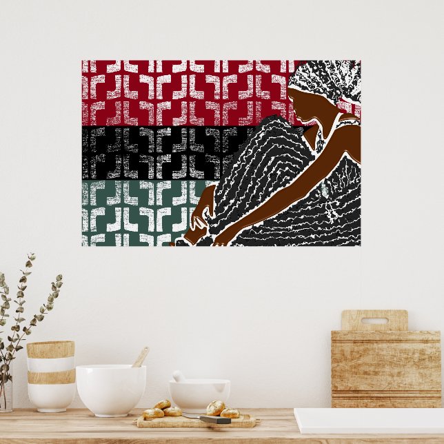 Afrikansk svart kvinna med heitage Head Wrap Poster (Kök)