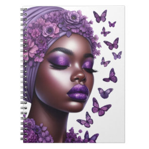Afrikansk svart kvinna melanin sista butterf anteckningsbok