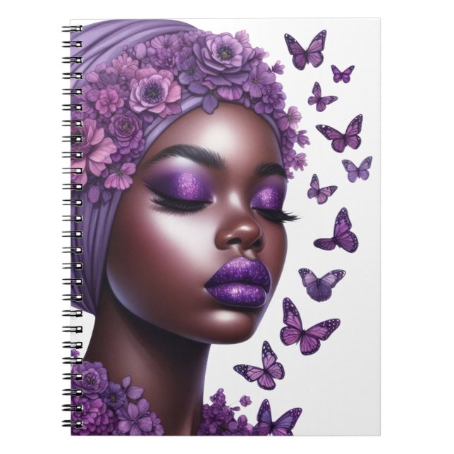 Afrikansk svart kvinna melanin sista butterf anteckningsbok (Framsidan)