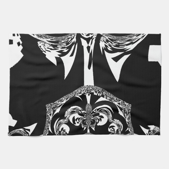 Afrikansk svart och vit konst kökshandduk (Horisontell)