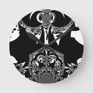 Afrikansk svart och vit konst rund klocka