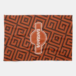 Afrikansk svart Orange, minimalt Mönster Kökshandduk