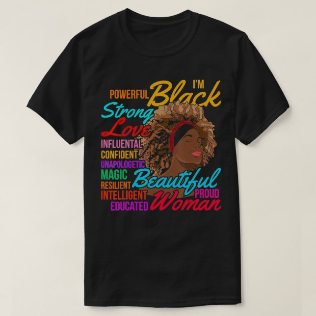 Afrikansk svart Woman Black History Month T Shirt (Design framsida)