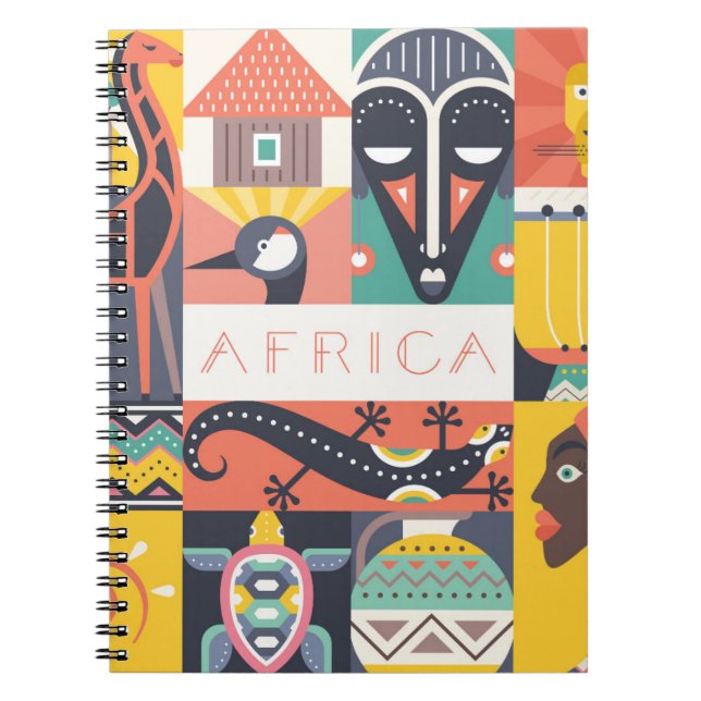 Afrikansk symbolisk konstCollage Anteckningsbok (Framsidan)