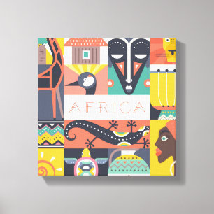 Afrikansk symbolisk konstCollage Canvastryck