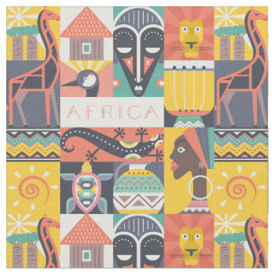 Afrikansk symbolisk konstCollage Tyg
