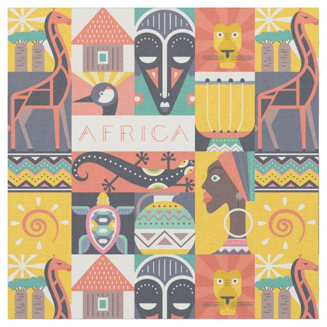 Afrikansk symbolisk konstCollage Tyg (Närbild)