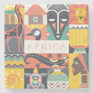 Afrikansk symbolisk konstCollage Underlägg Sten