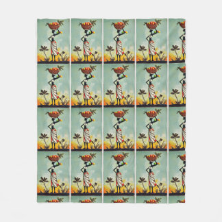 Afrikansk teckning i avbildning av en kvinna för t fleecefilt