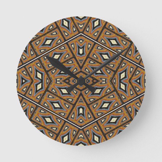 Afrikansk tegelstenKaleidoscope Rund Klocka (Framsida)