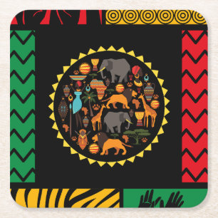 Afrikansk tema pappra underlägg papper kvadrat