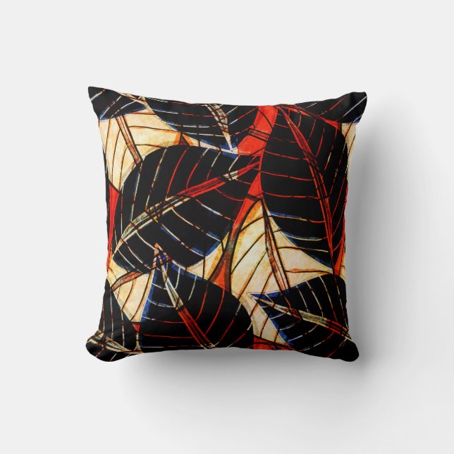 Afrikansk textil inspirerad av djärvt Tropiskt Löv Kudde (Framsida)