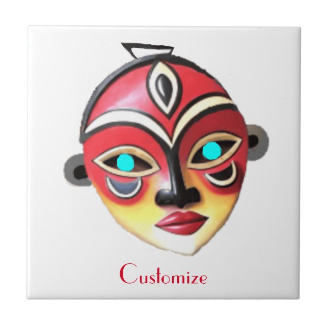 Afrikansk tjej ansiktsmask Thunder_Cove  Kakelplatta (Framsidan)
