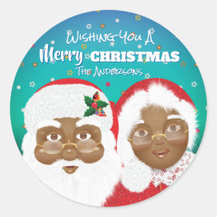 Afrikansk tomt och Claus-jul Runt Klistermärke