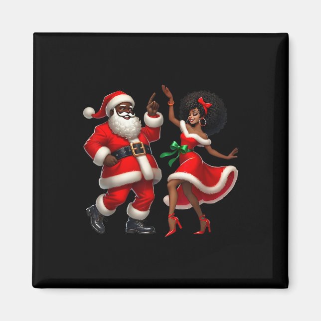 Afrikansk tomte Claus Dancing African American C Magnet (Framsidan)