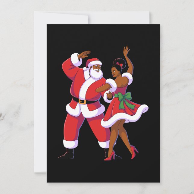 Afrikansk tomte dansar jul julafton Xmas Inbjudningar (Framsida)