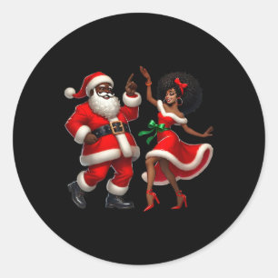 Afrikansk tomte fru Claus dansar afrikansk-amerika Runt Klistermärke