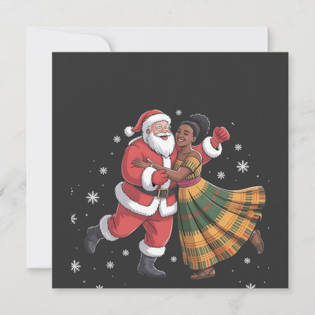 Afrikansk tomte fru Claus dansar afroamerikan   Inbjudningar (Framsida)