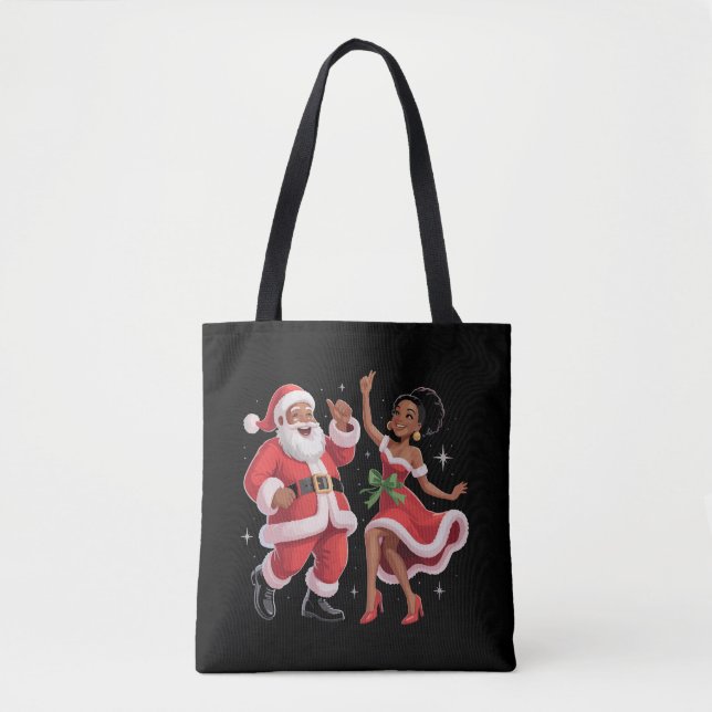 Afrikansk tomte fru Claus dansar amerikansk jul Tygkasse (Framsida)