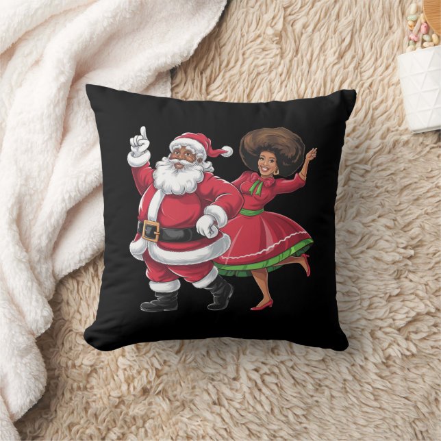 Afrikansk tomte fru tomte dansar amerikansk jul kudde (Filt)