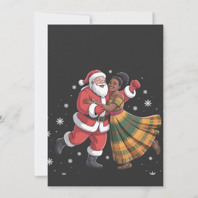Afrikansk tomte Mrs Claus dansar afroamerikan   Inbjudningar (Framsida)