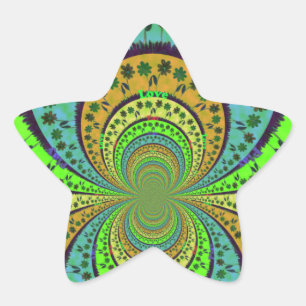 Afrikansk traditionell Blommigt i Färg Kaleidoscop Stjärnformat Klistermärke