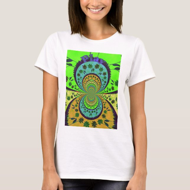 Afrikansk traditionell Blommigt i Färg Kaleidoscop Tee (Framsida)