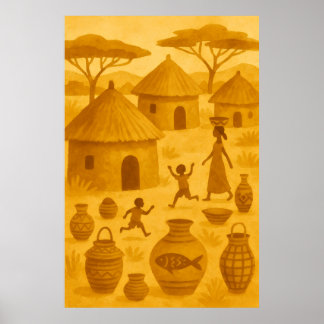 Afrikansk traditionell by – stammars arv poster