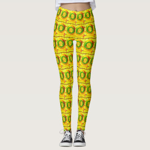 Afrikansk traditionell gyllene gul ros mönster kon leggings