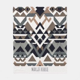 Afrikansk triangel Geometric Brown Grått Mönster Fleecefilt
