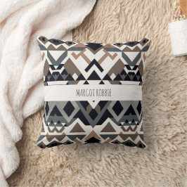 Afrikansk triangel Geometric Brown Grått Mönster Kudde