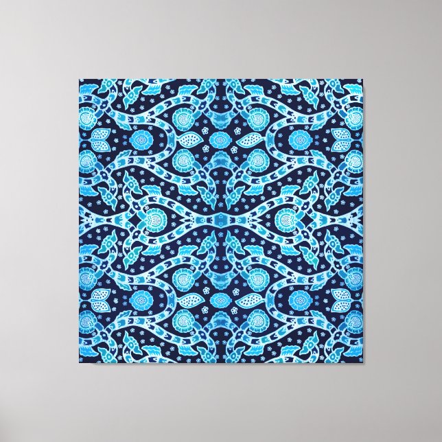 Afrikansk Tribal Batik Blå Canvastryck (Framsida)