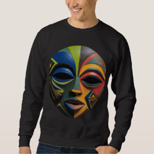 Afrikansk tribal mask Kubism Abstrakt  Lång Ärmad Tröja