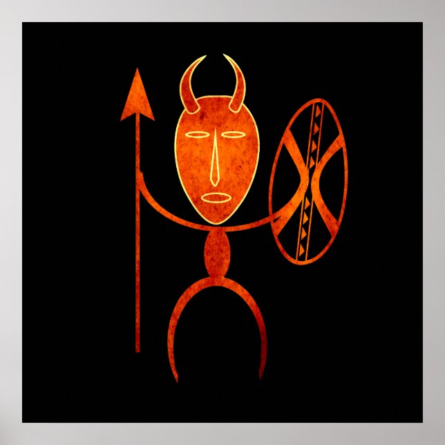 afrikansk tribe-krigare poster (Framsidan)