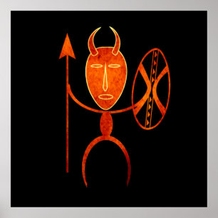 afrikansk tribe-krigare poster