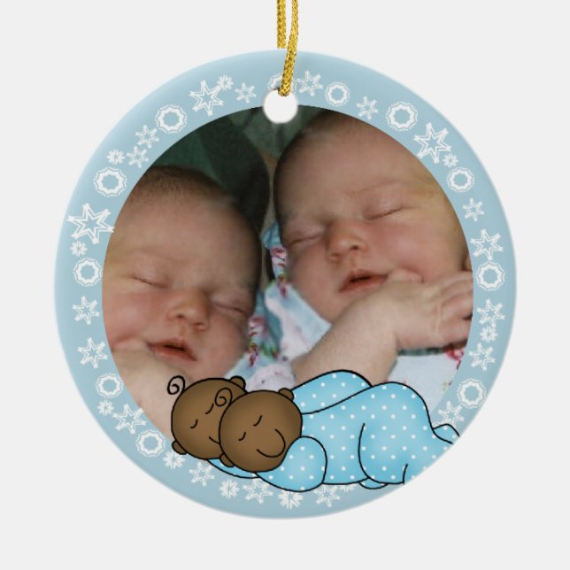 Afrikansk Twin Boys 1:a julen Ornament (Framsidan)