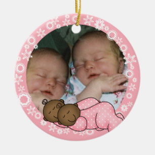 Afrikansk Twin Girls 1:a jul-prydnad Julgransprydnad Keramik