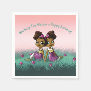 Afrikansk Twin Girls Birthday Pappersservett