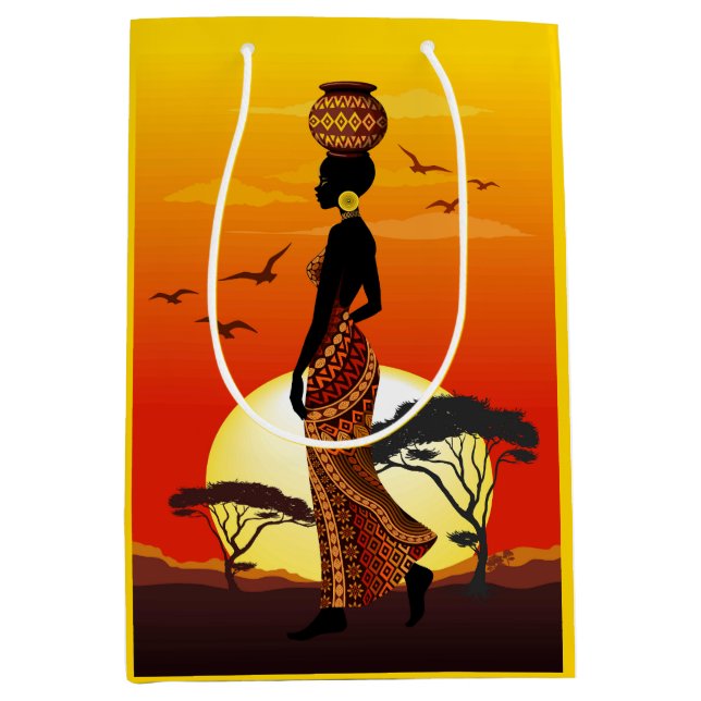 Afrikansk vackra Woman Silhouette på Afrikas Sol (Framsidan)