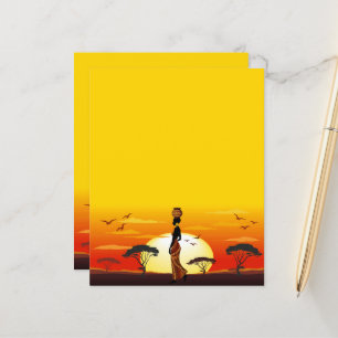 Afrikansk vackra Woman Silhouette på Afrikas Sol