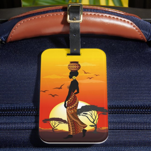 Afrikansk vackra Woman Silhouette på Afrikas Sol Bagagebricka (Framsida Insitu 2)
