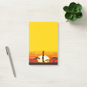 Afrikansk vackra Woman Silhouette på Afrikas Sol Post-it Block