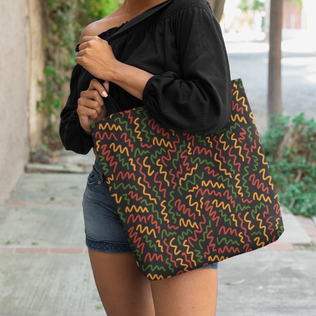 Afrikansk Vågigt Linjer Mönster Tygkasse (Skapare uppladdad)