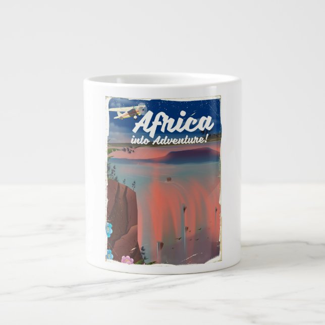 Afrikansk vattenfallsäventyrsaffisch jumbo mugg (Framsidan)