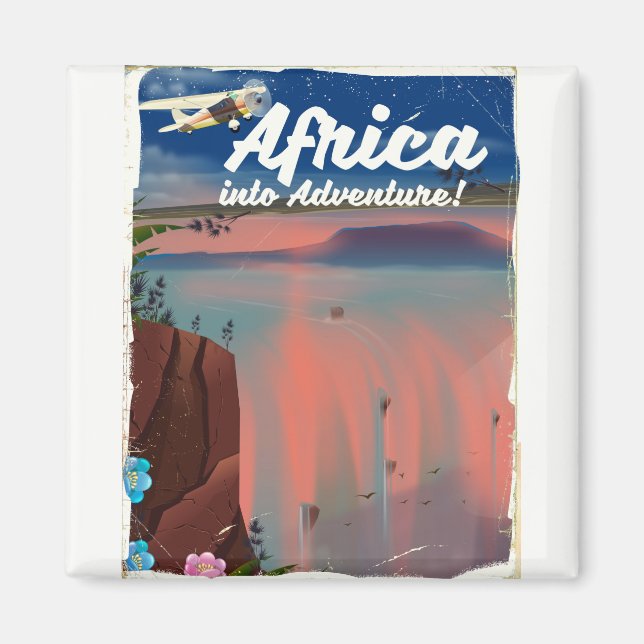 Afrikansk vattenfallsäventyrsaffisch magnet (Framsidan)