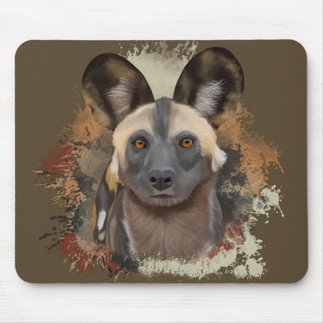 Afrikansk Vild hund Earth Tones Wildlife Musmatta (Framsidan)