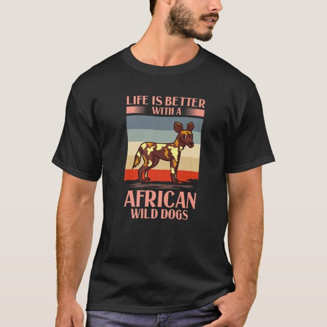 Afrikansk Vild Hund Gift African Painting Valp T Shirt (Framsida)