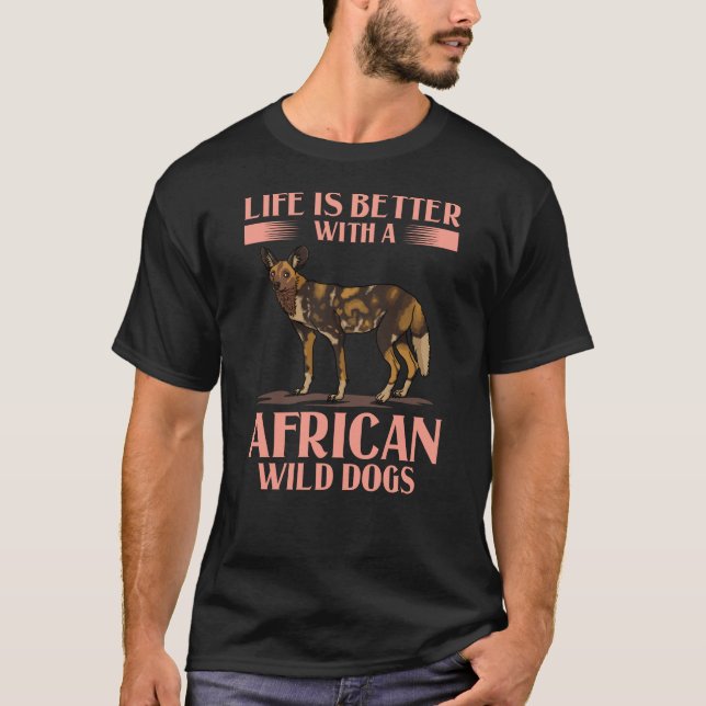 Afrikansk Vild Hund Gift African Payed Hund Valp T Shirt (Framsida)